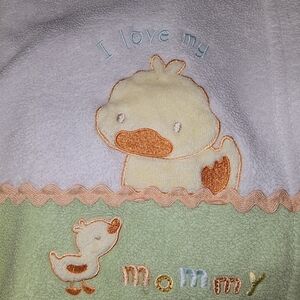 Carter's White Fleece Baby Blanket Duck Duckie I Love Mommy